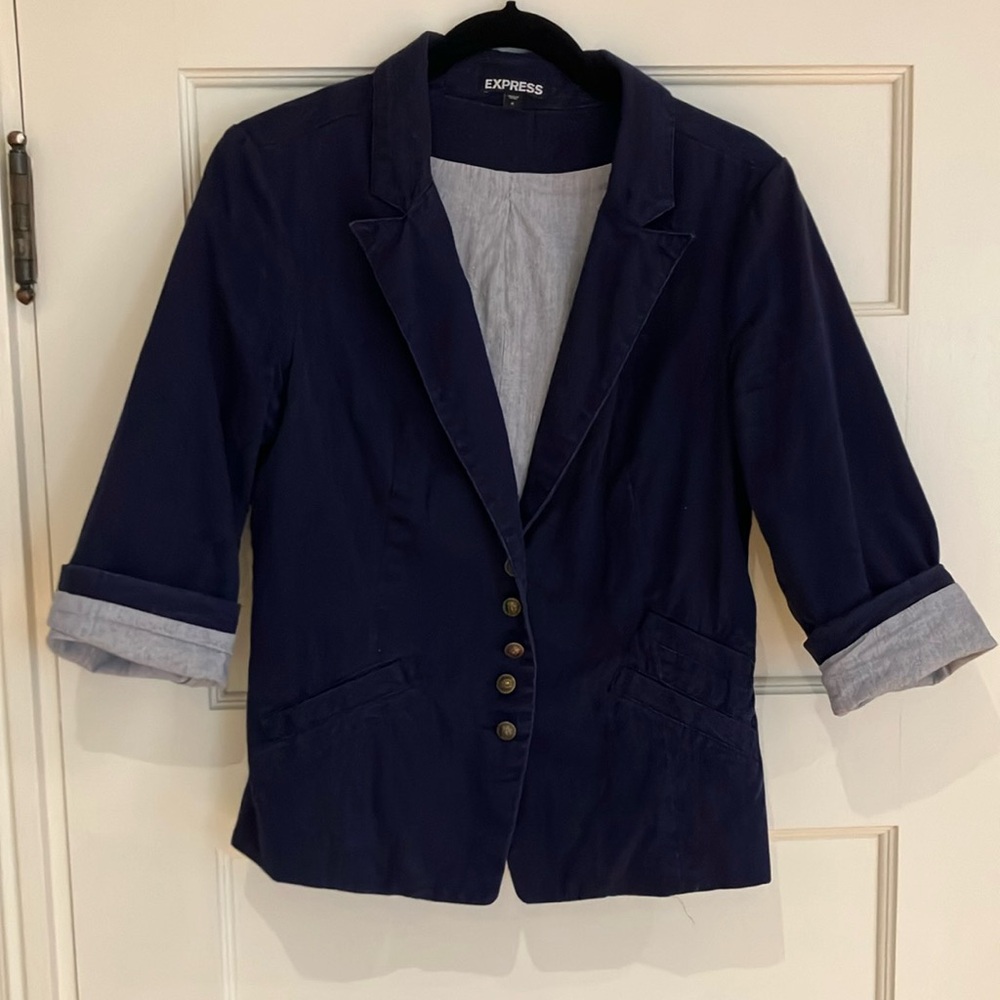 Express 3/4 sleeve blazer in classic navy